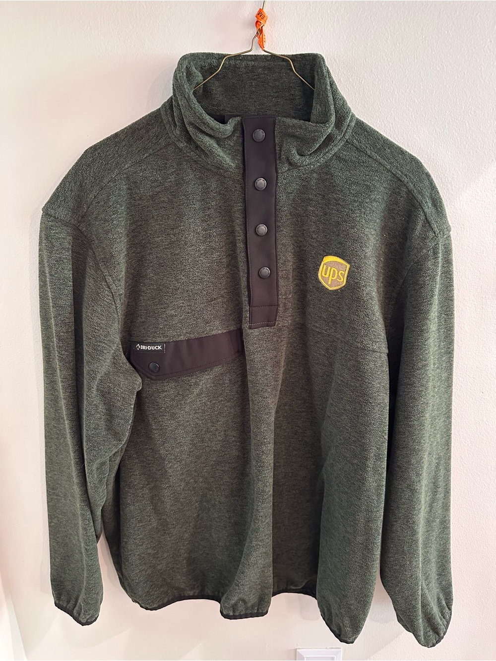UPS Men's Olive Green Popover Fleece Pullover
